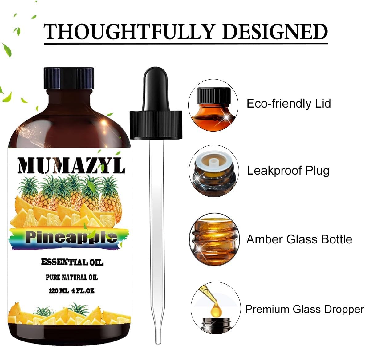 Pineapple Essential Oil, Pineapple Oil 4 Fl Oz 120ML for Diffuser Humidifier Yoga Cleaning DIY Candle Soap Making Essential Oils