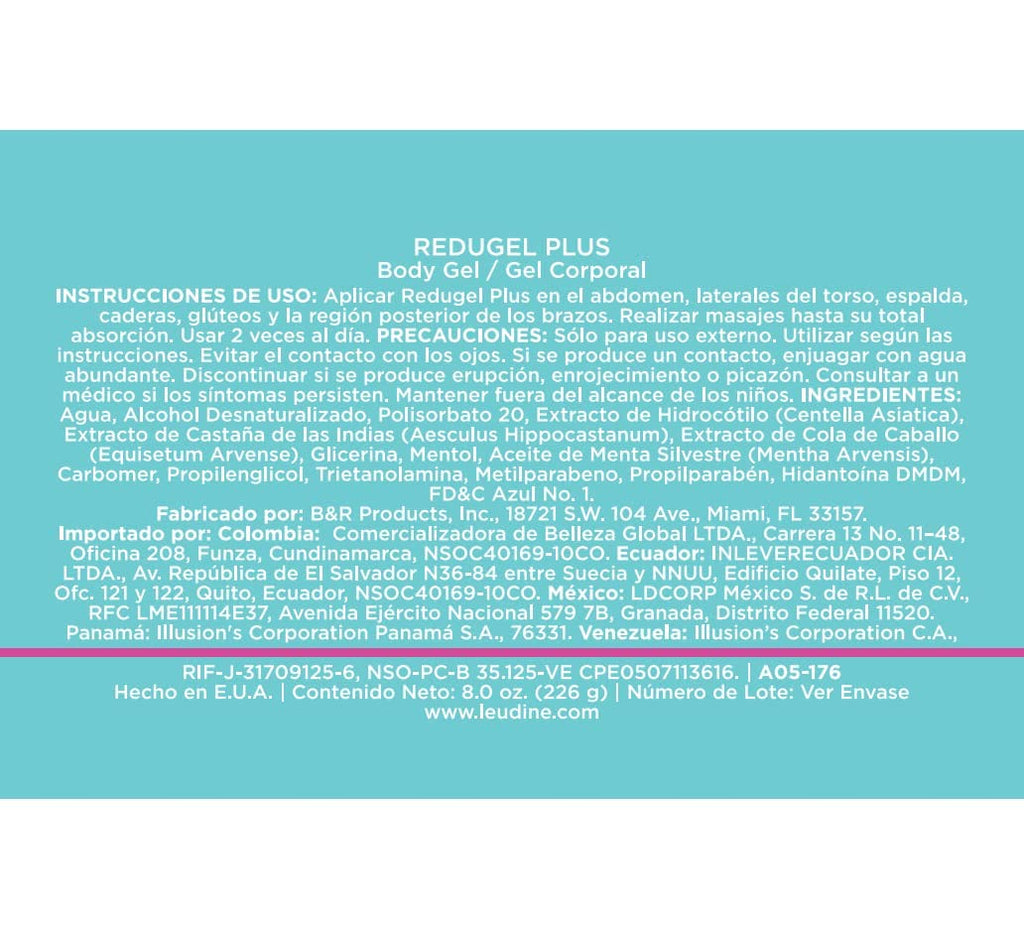 L’EUDINE Redugel Plus Skin Tightening Cream – Pack of 3 – 8oz Anti Cellulite Cream with Mint Oil, Field Horsetail, Marine Algae, Maca Extract – Powerful Non-Greasy Formula – Firming and Toned Skin