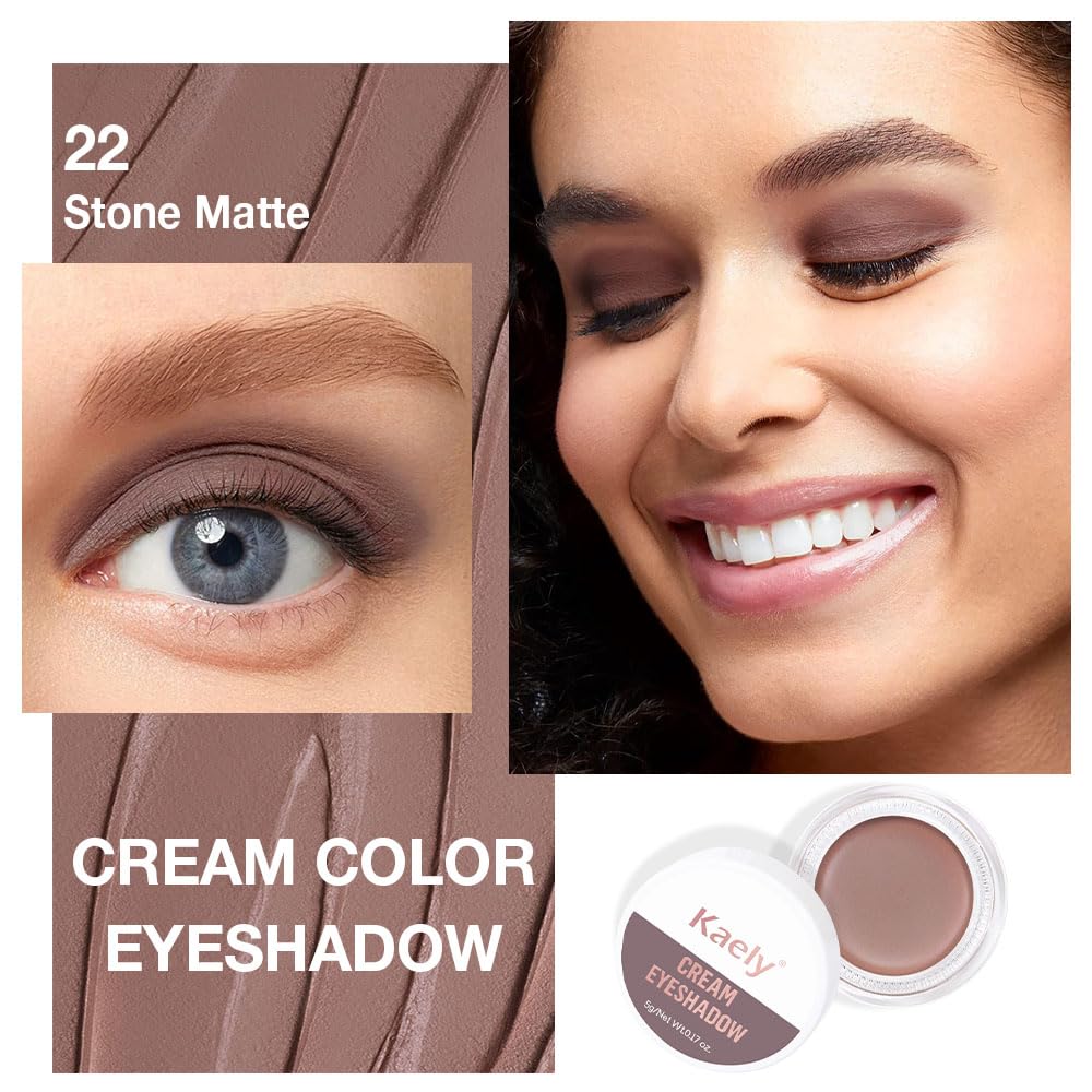 evpct Matte Stone Single Cream Eye Shadow Palette Pot Makeup for older Women, Highly Pigmented Monochrome Cream to Powder Eyeshadow Palette Matte Liquid eyeshadow, Natural Waterproof Blendable