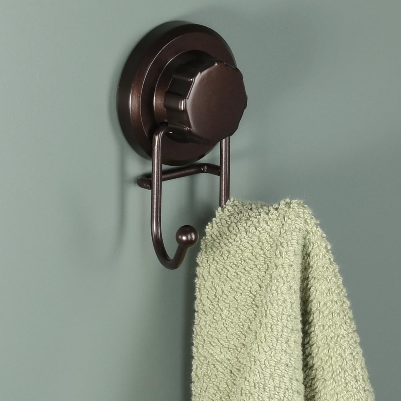 HASKO Suction Cup Hooks for Shower Wall, Removable Towel Hooks for bathrooms, Includes Optional No Drill Adhesive Mount for Inside Shower, Rustproof Stainless Steel - 2 Pack, Bronze