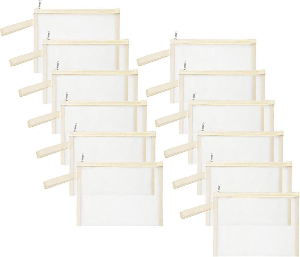 12 Psc Mesh Zipper Pouch Bags,Small Comestic Makeup Bage For Travel, Purse Organizer Pouches (Mike White, A5*12)