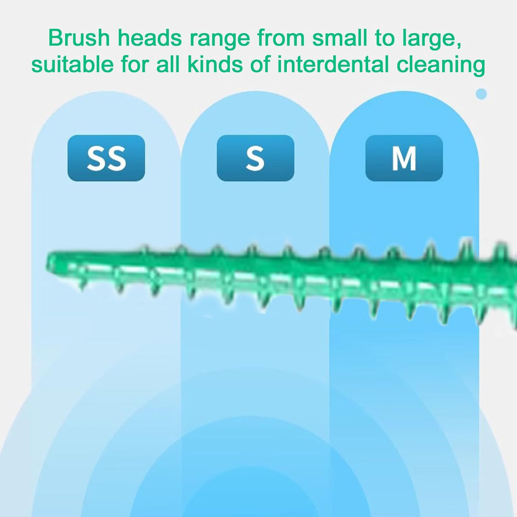 300 Pieces Dual-Use Interdental Brushes Soft Silicone, Disposable Dental Picks,Premium Dental Floss Picks for Effective Teeth Cleaning(200pcs Green+100pcs Blue)