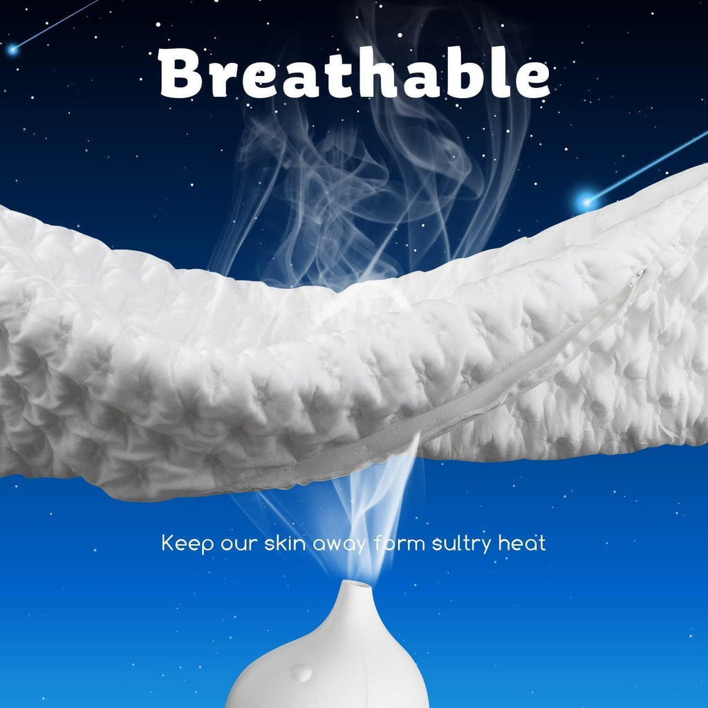 Cooling Side Sleeper Pillow for Neck and Shoulder Pain, Luxury Shredded Memory Foam Curved Bed Pillows for Sleeping Set of 1- Adjustable Queen Size- Washable Cover Original White