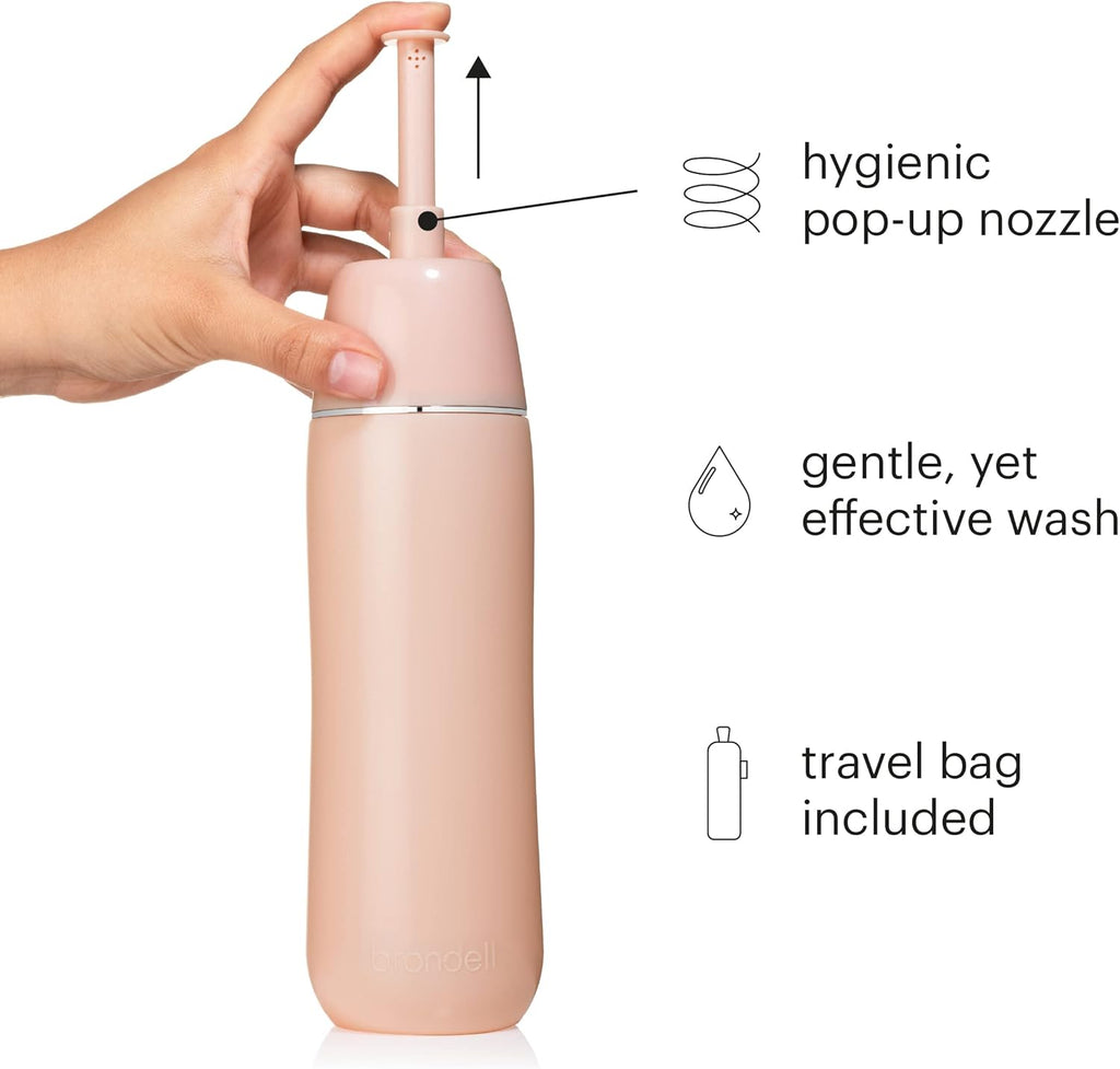 Brondell GoSpa Advanced Portable Bidet for Travel–Pop-Up Nozzle System –High-QualityCompact Bidet with Discreet Travel Bag for Convenient Storage–500mL, Pink
