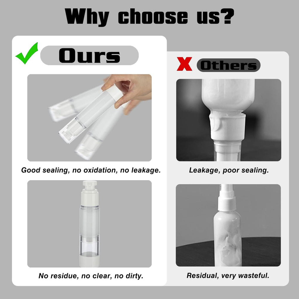 1.7OZ/50ML Clear Airless Pump Bottles, Lotion Dispenser Travel with Pump, Vacuum Plastic Travel Size Lotion Bottle for Foundation, Creams, Cosmetic(3 Pack)