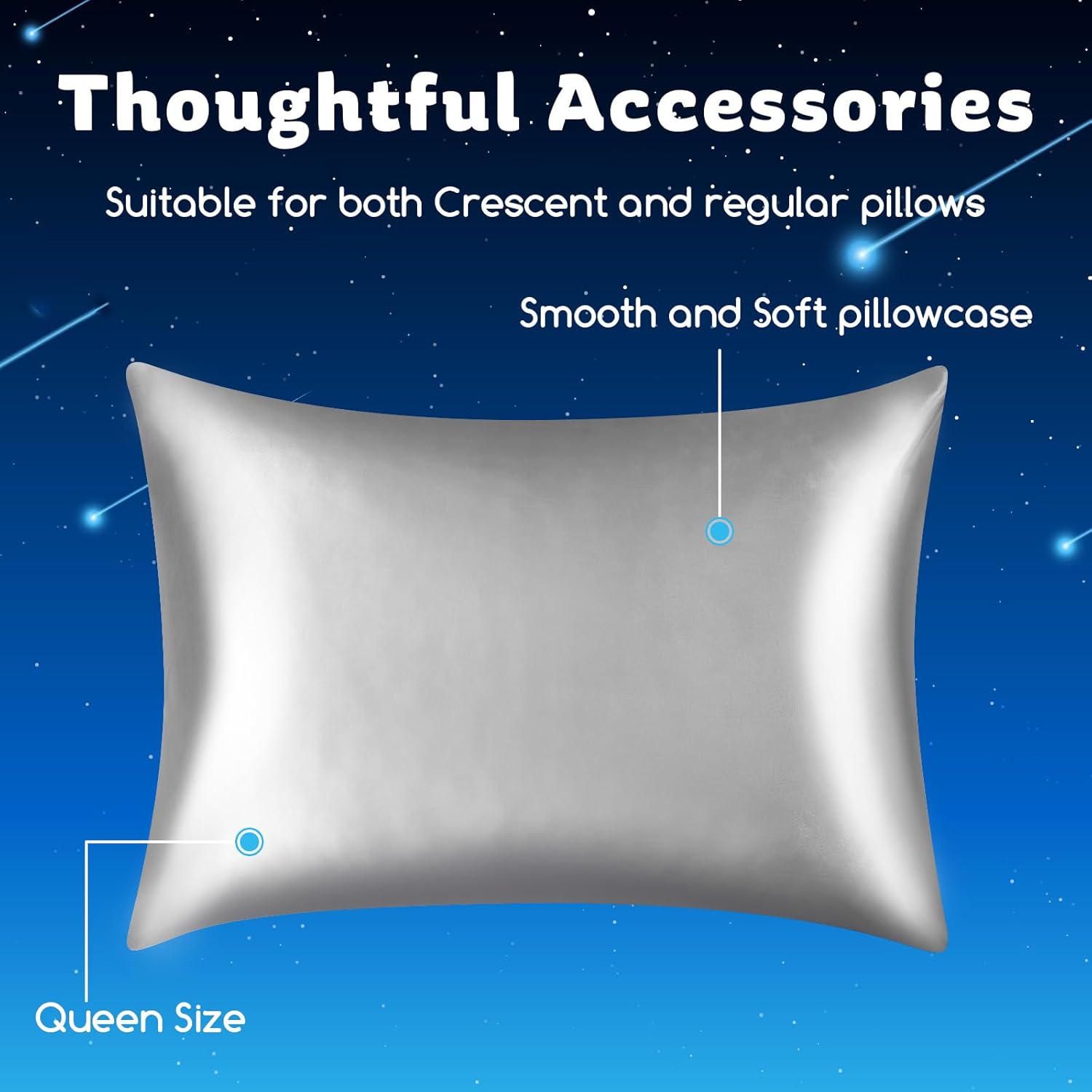 Cooling Side Sleeper Pillow for Neck and Shoulder Pain, Luxury Shredded Memory Foam Curved Bed Pillows for Sleeping Set of 1- Adjustable Queen Size- Washable Cover Crescent White&Extra Grey Pillowcase