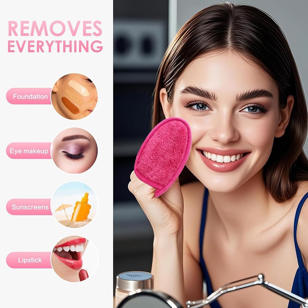 Reusable Makeup Remover Pads Soft Makeup Remover Cloths Washable Facial Makeup Cleansing Pads for Face,Lip,Eyes 12PCS