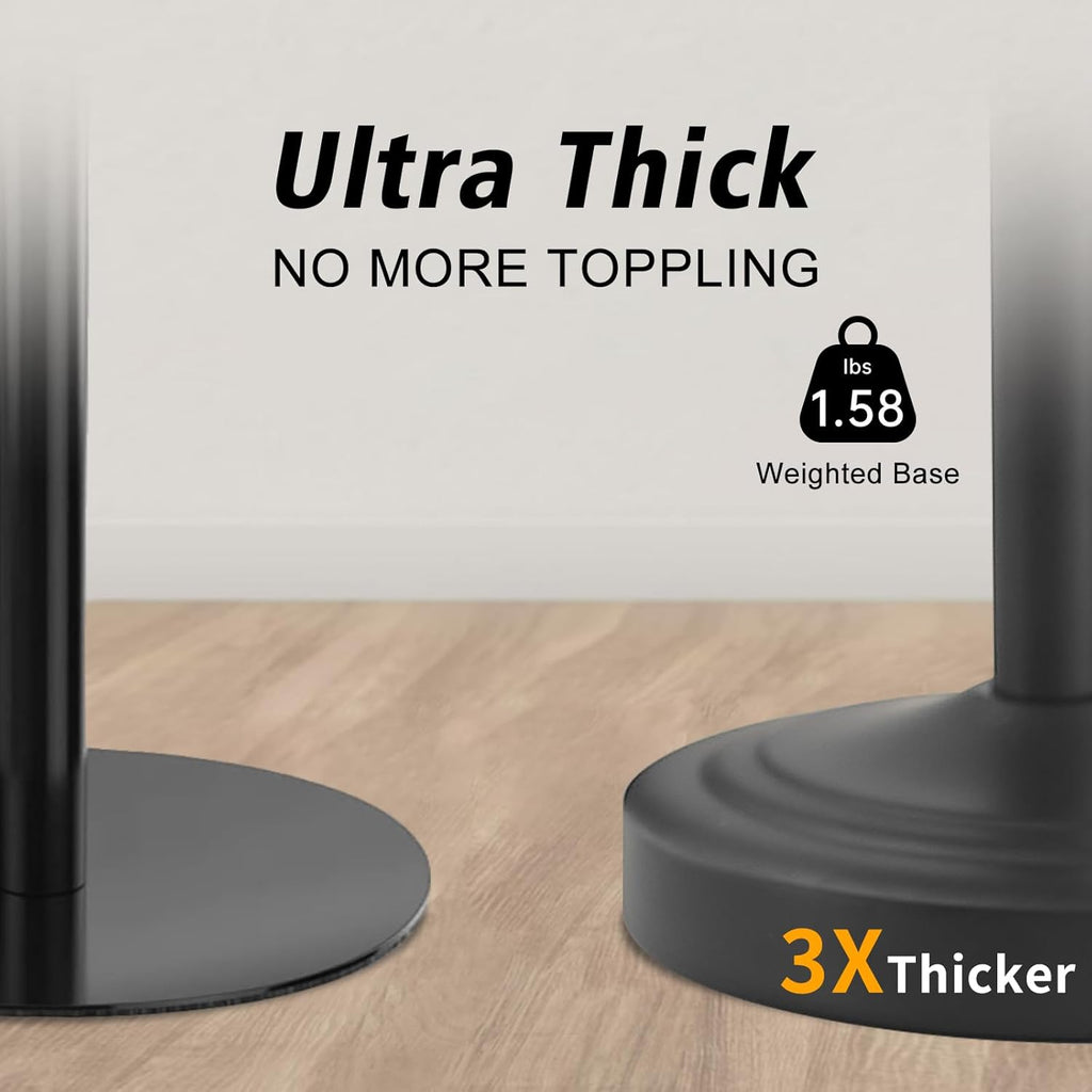 Hoimpro 17" Matte Black Stainless Steel Standing Towel Rack Double Towel Ring Hand Towel Stand Holder, Bathroom Accessories Set Hardware Towel Bar Hanger for Bathroom Vanity and Kitchen Countertops