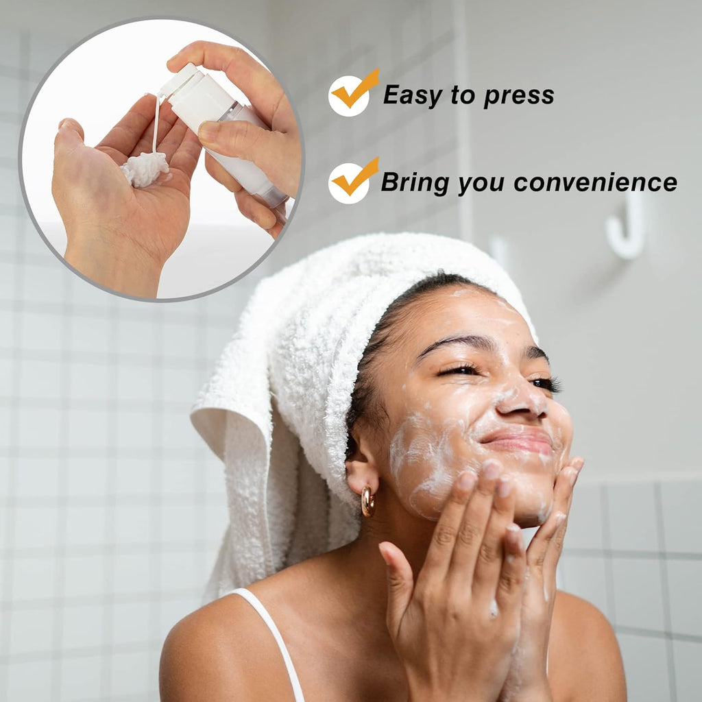 1.7OZ/50ML Clear Airless Pump Bottles, Lotion Dispenser Travel with Pump, Vacuum Plastic Travel Size Lotion Bottle for Foundation, Creams, Cosmetic(6 Pack)