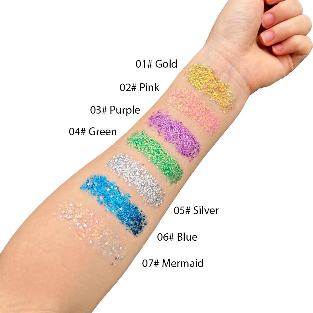 Mysense Mermaid Body Glitter Stick,Face Hair Glitter Gel for Kids Women,Festival Rave Pride Accessories,Waterproof Sparkling Holographic Mermaid Sequins Chunky Glitter Makeup,0.56oz