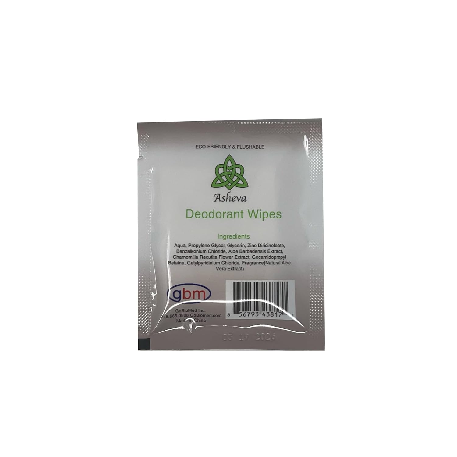 Asheva - Individually Packaged Deodorant Wipes - Box of 15 Wipes (Fresh Scent)