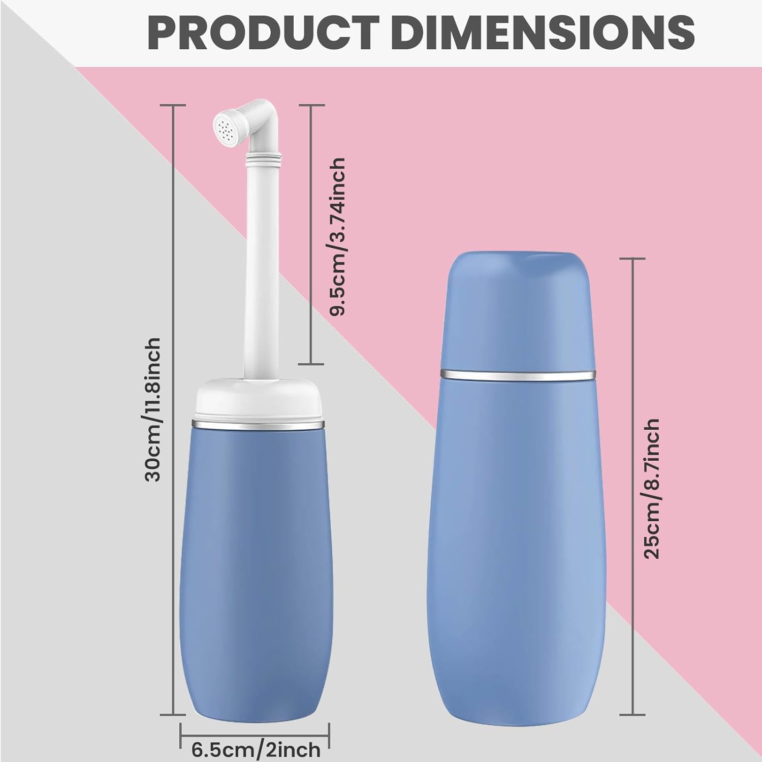 Portable Bidet for Travel, 400ml Peri Bottle, Handheld Personal Hygiene Cleaner, Leakproof & Reusable Wash Bottle for Women & Men (Blue)