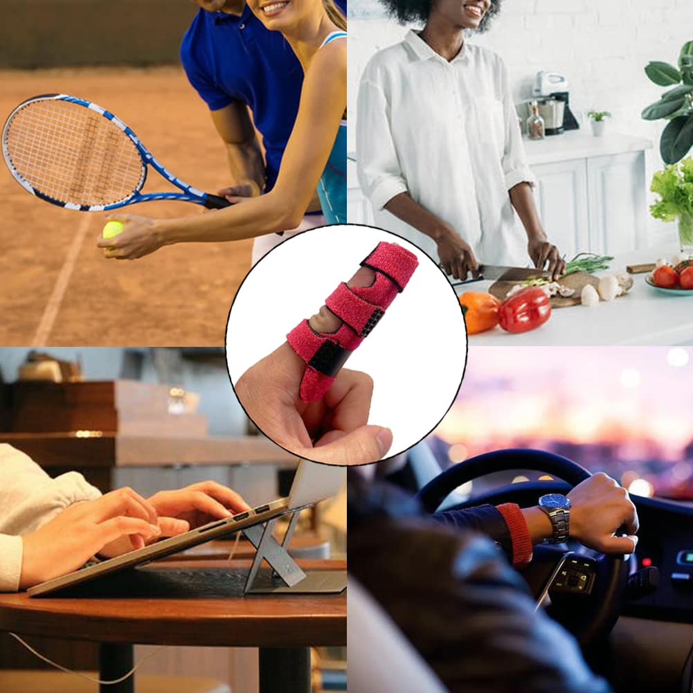 Upgraded Finger Splints (4Pcs), Trigger Finger Splint Finger Brace with 3 Fixing Strap for Mallet Finger, Broken Finger Protector, Knuckle Immobilization, Straightening Support, Arthritis Pain Relief