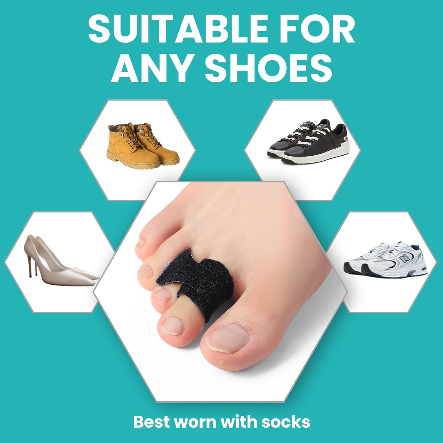 10 Pack Hammer Toe Corrector Toe Splint for Broken Toes,Brace Orthopedic Separator, Cushioned Bandages, Heal Wrap Toe Straighteners for Crooked Toes (Black 5L+5S）