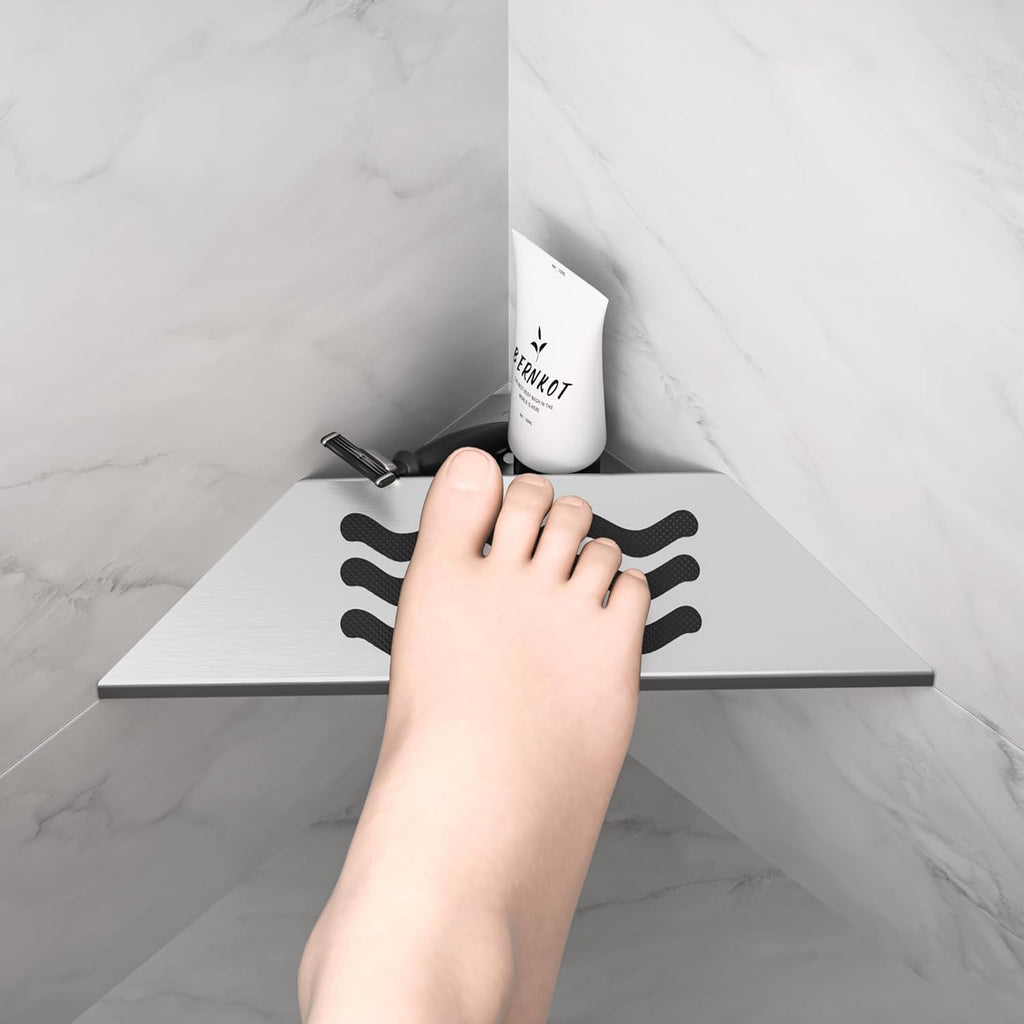 10'' Corner Foot Rest for Shaving Legs, Wall Mounted Foot Ledge for Bathroom Inside Shower, 304 Stainless Steel Footrest with Shaving Holder (Brushed)