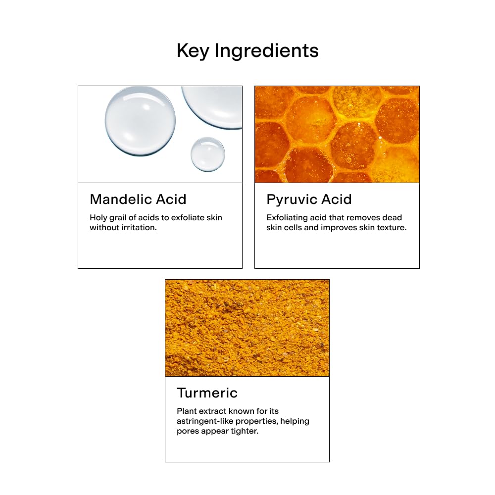 CLEARSTEM - CLEARITY The Blackhead Dissolver Mandelic Acid Serum - Vitamin C, Turmeric, Collagen Boost - All Skin Types - Facial Skin Care Products - Gluten Free, Cruelty Free - 1 fl oz / 29ml