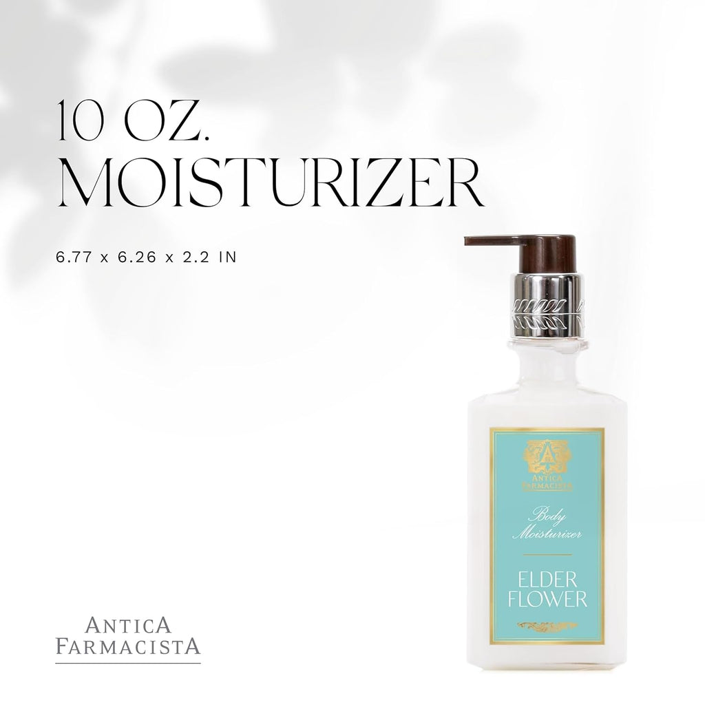 Antica Farmacista Body Moisturizer - Moisturizing Scented Lotion - Premium Body Moisturizer - Luxury Gift for Women & Men - Hand & Skin Hydration - Elderflower, 10 Fl Oz