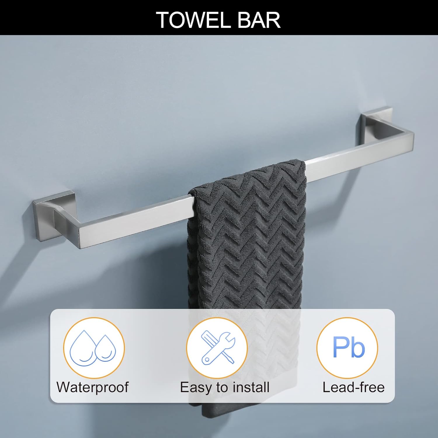 Brushed Nickel Bathroom Towel Bar Set Bathroom Accessories Hardware Set Including Towel Bar Towel Ring Coat Hook and Toilet Paper Holder with Shelf. Wall Mounted Stainless Steel