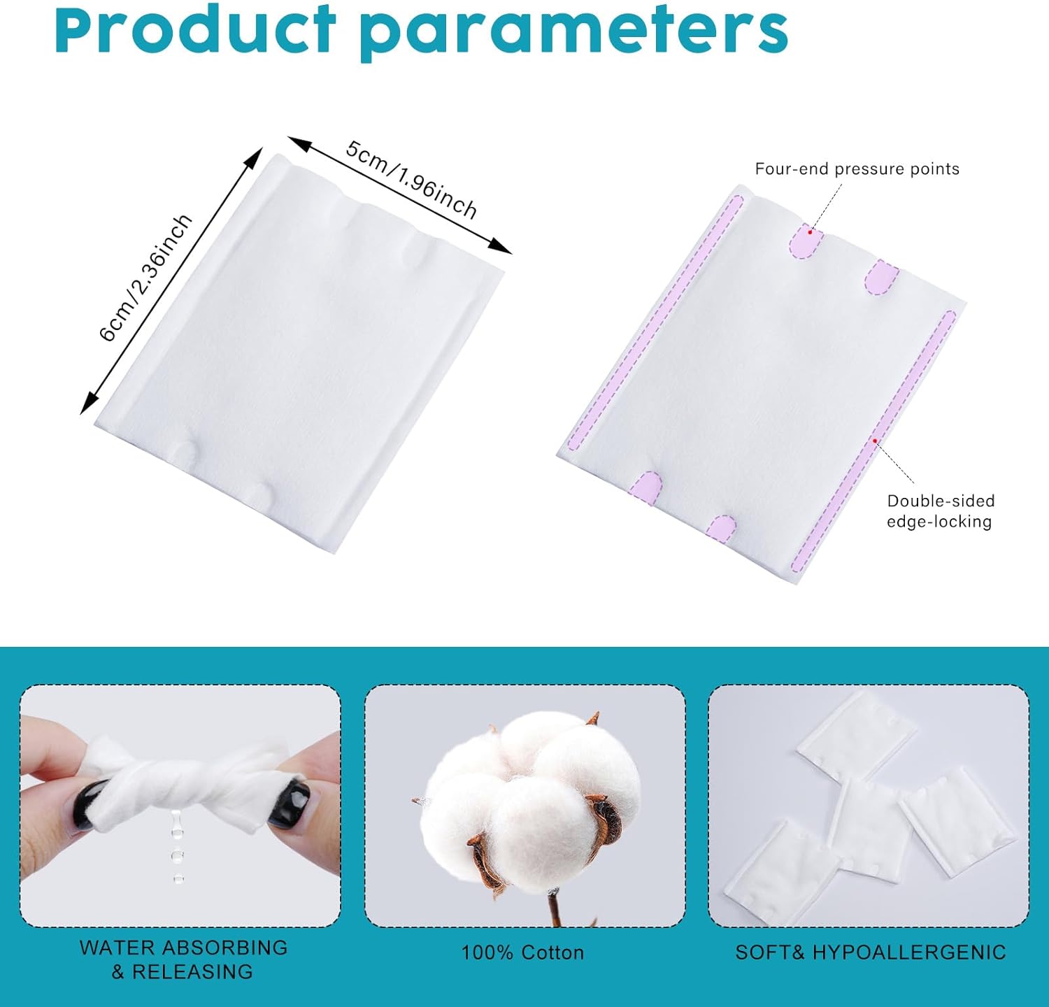 Square Cotton Pads for Makeup Remover (200 Count), 100% Pure Cotton, Hypoallergenic, Ultra-Soft & Lint-Free for Gentle Skincare