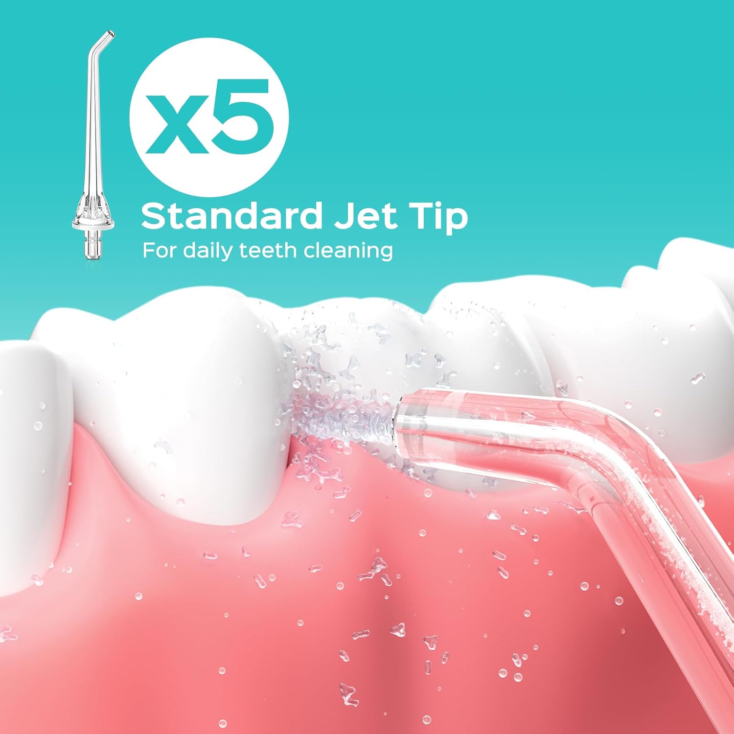 COSLUS Original Water Flosser Replacement Tips: Replacement Heads Compatible with COSLUS, Aquasonic, Nicwell, Oralfree, WELLFINE, Hangsun, Tovendor Water Dental Pick, Flosser Accessory, 5 Classic Tips