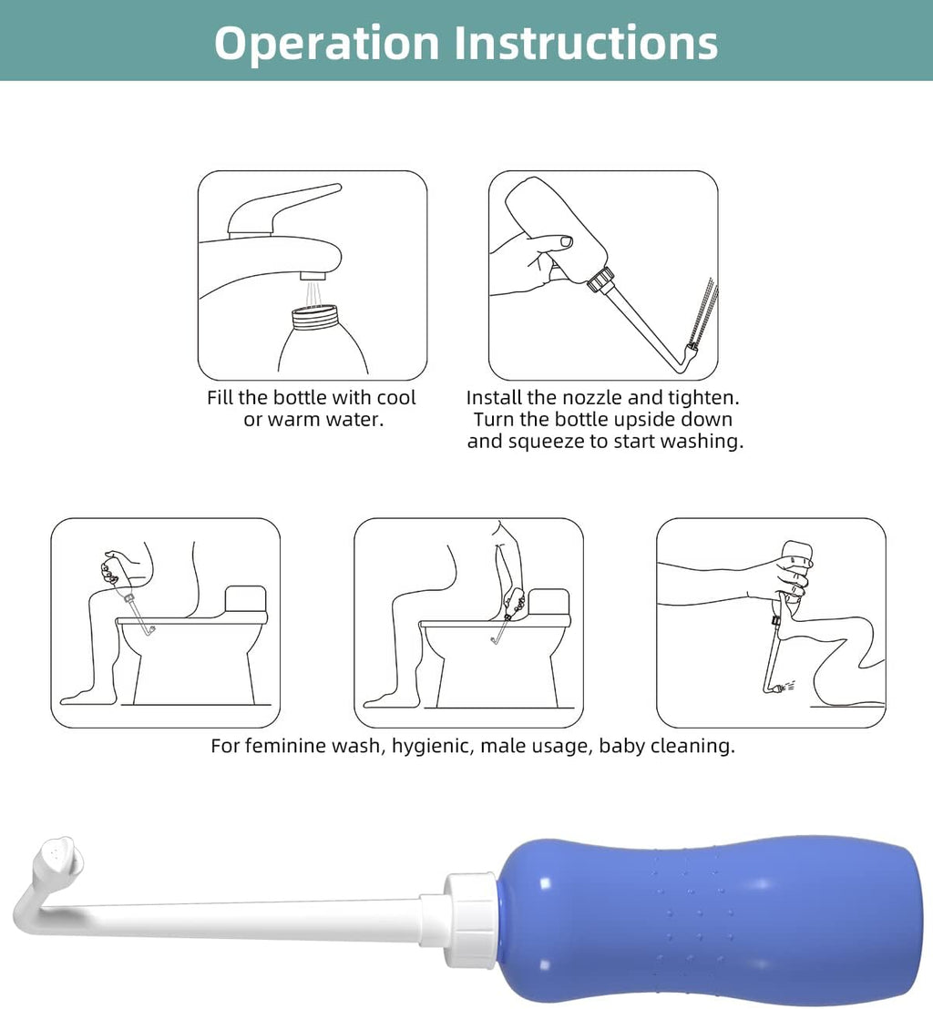 Hibbent Portable Bidet for Travel, Handheld Travel Bidet for Personal Hygiene Care, Personal Cleansing Use, Extended Nozzle, 17oz(500ml) Bathroom Toilet Spray, Purple