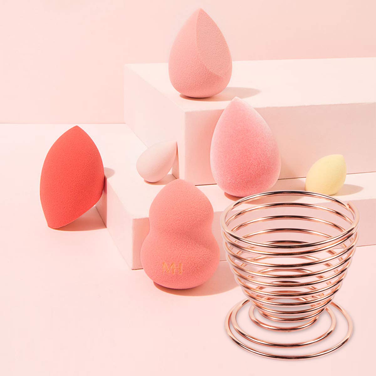 1 Pc Beauty Sponge Blender Holders Makeup Sponge Drying Stand Beauty Sponge Holder Storage Rack Egg Powder Puff Display Stand Sponge Storage, Rose Gold