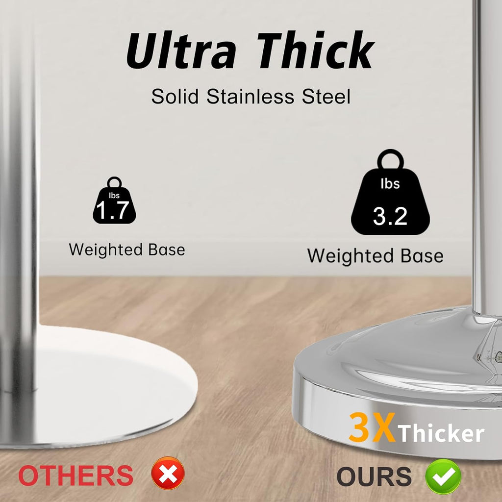 Hoimpro 17 Inch Stand Hand Towel Holder Towel Bar Towel Hanging Ring, Free Standing Floor Hand Towel Rack Storage for Bathroom Kitchen Vanity Countertops, Hardware Accessories(Polished Chrome)