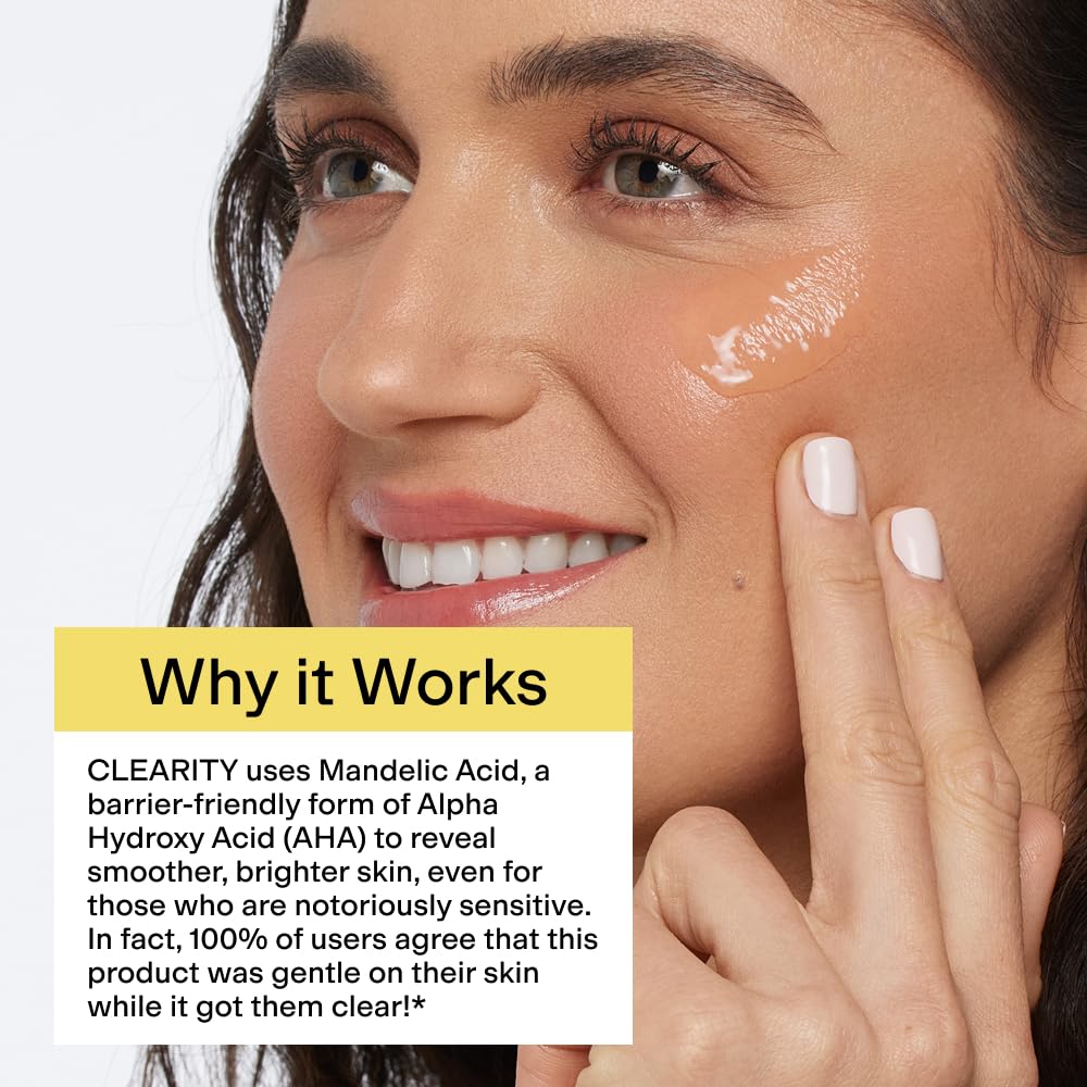 CLEARSTEM - CLEARITY The Blackhead Dissolver Mandelic Acid Serum - Vitamin C, Turmeric, Collagen Boost - All Skin Types - Facial Skin Care Products - Gluten Free, Cruelty Free - 1 fl oz / 29ml