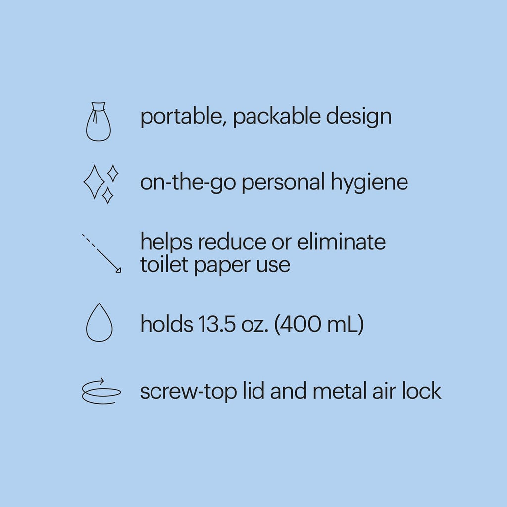 Brondell GoSpa Travel Bidet GS-70 Easy-to-use Portable Bidet with Convenient Nozzle Storage, Travel Bag, 400 ml Capacity, and Angled Nozzle Spray