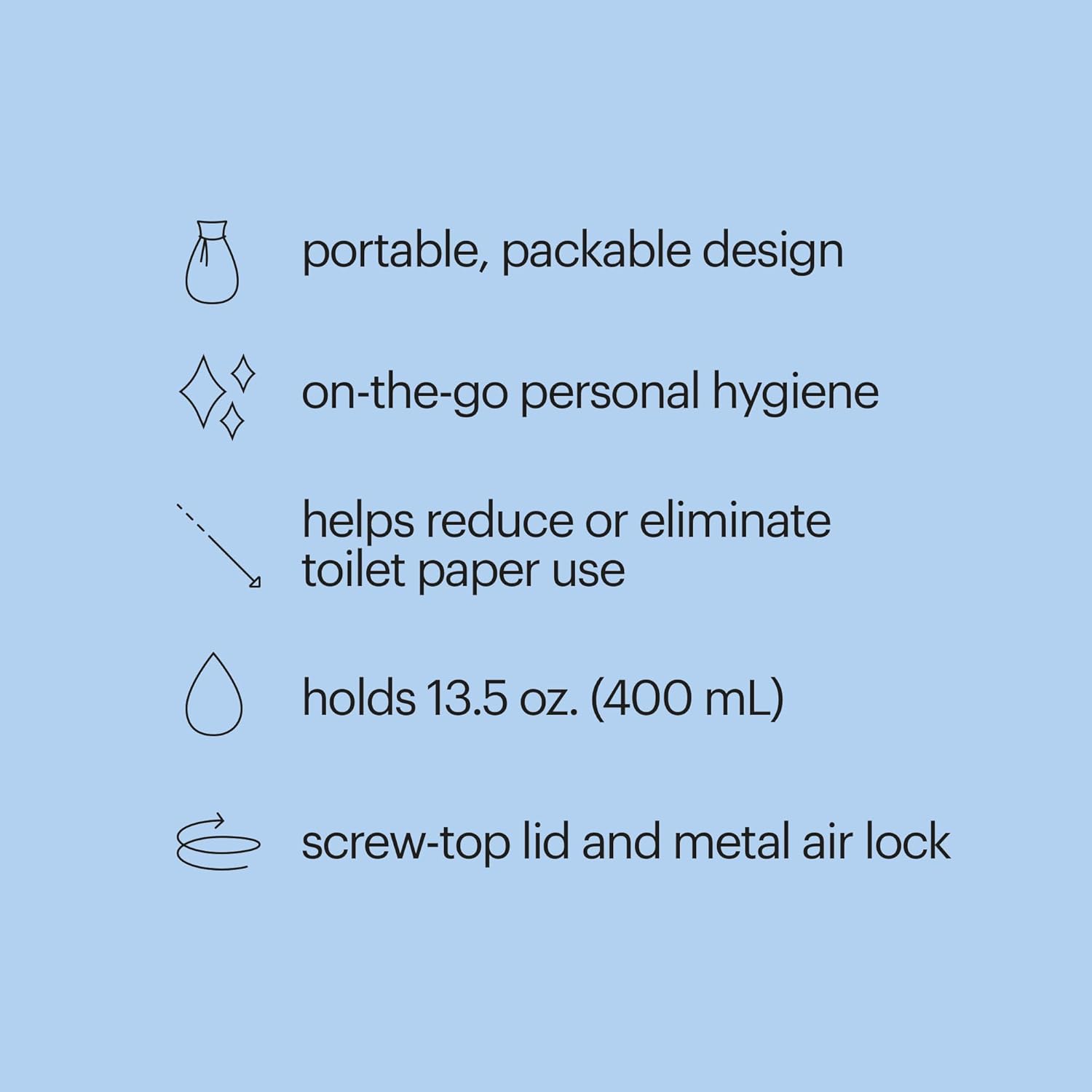 Brondell GoSpa Travel Bidet GS-70 Easy-to-use Portable Bidet with Convenient Nozzle Storage, Travel Bag, 400 ml Capacity, and Angled Nozzle Spray