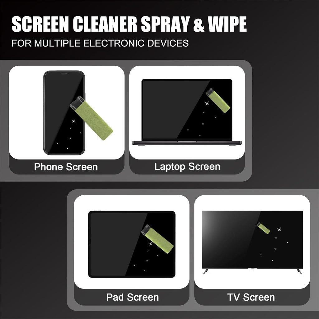 walrfid Car Screen Cleaner Spray and Wipe Cleaning Kit for Electronic iPad, iPhone, Phone, MacBook, TV, Monitor, Tablet Display, with Graffiti Case