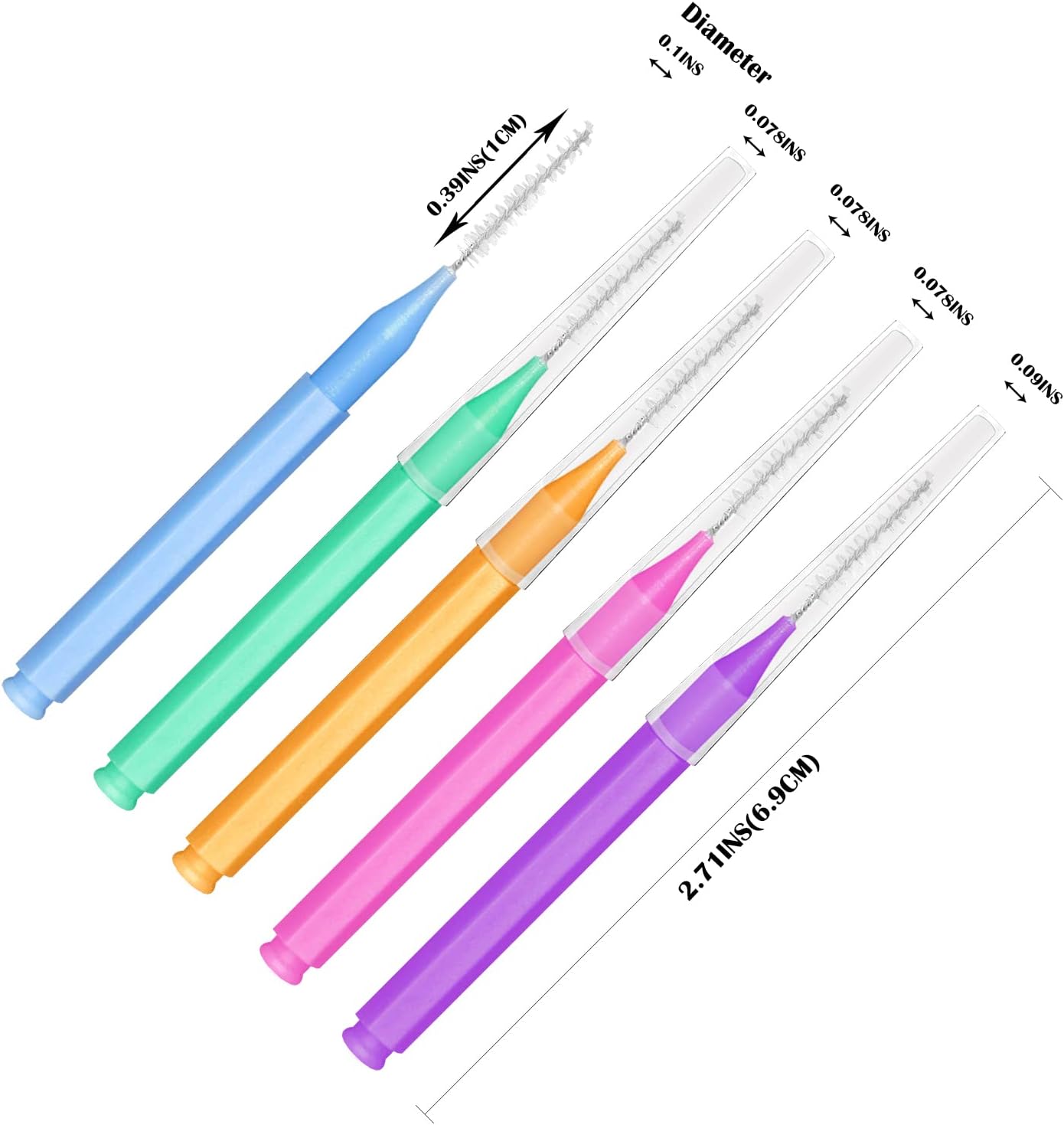 EasyHonor Braces Brush for Cleaner Interdental Toothpick Dental Tooth Flossing Head Oral Hygiene Flosser Cleaners Cleaning Tool (5Colors,75pcs)