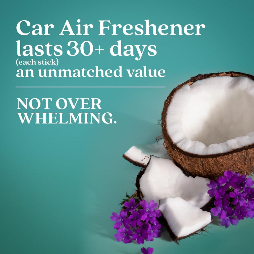 Enviroscent Non-Toxic Car Air Freshener (Seaside Coconut & Verbena) Natural Car Air Freshener | Essential Oil Diffuser | Car Scent Lasting Over 180 Days | 3 Packs of 2 Hanging Auto Stix
