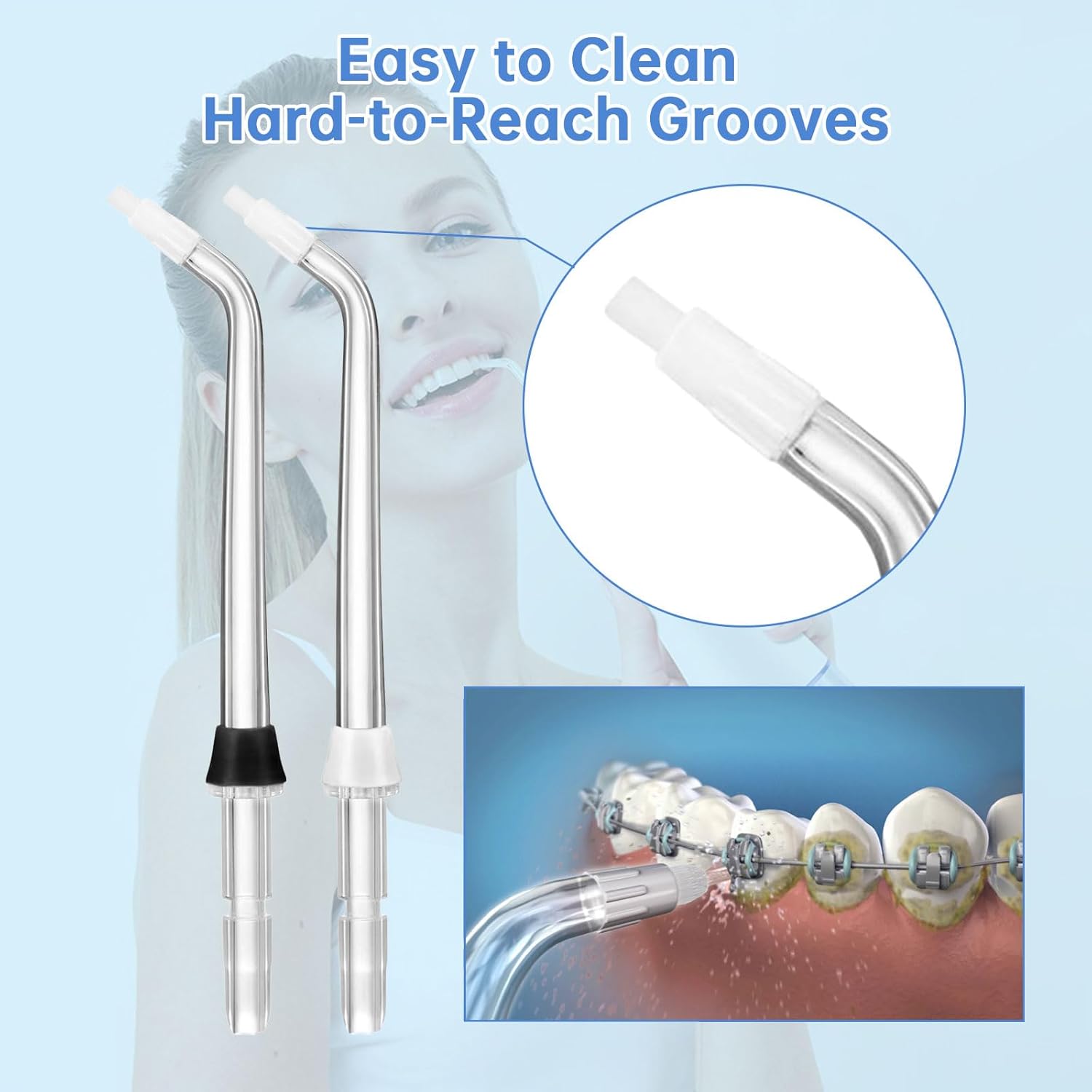 3 Pack Replacement Tips Compatible with BURST Electric Water Flosser, Water Flosser Replacement Heads for Burst Replacement Parts