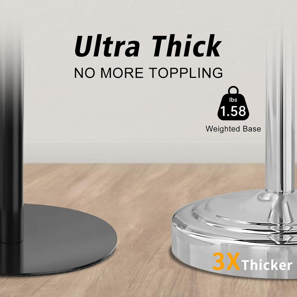 Hoimpro 17" Polished Chrome Standing Towel Rack Bracket, Double Towel Ring Free Hand Towel Stand Holder Bathroom Hardware Accessories Set Towel Bar for Bathroom Vanities and Kitchen Countertops