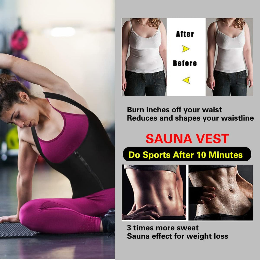 NonEcho Women Neoprene Sweat Vest for Women Sauna Suit Hot Sweat Waist Trainer Vest Slimming Body Shaper