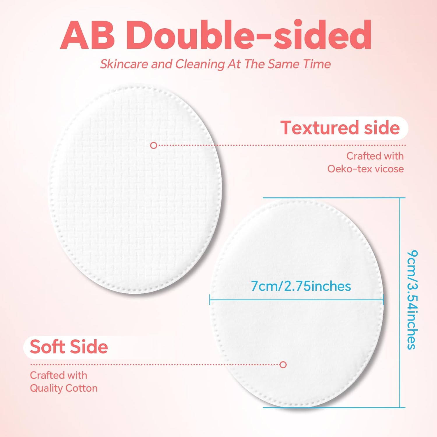 Large Oval Cotton Pads, 80 Count, Multi-Layer, Lint-Free, Dual-Sided, Ultra-Soft Cotton Oval Pads for Makeup Removal, Cleansing, and Toner Application