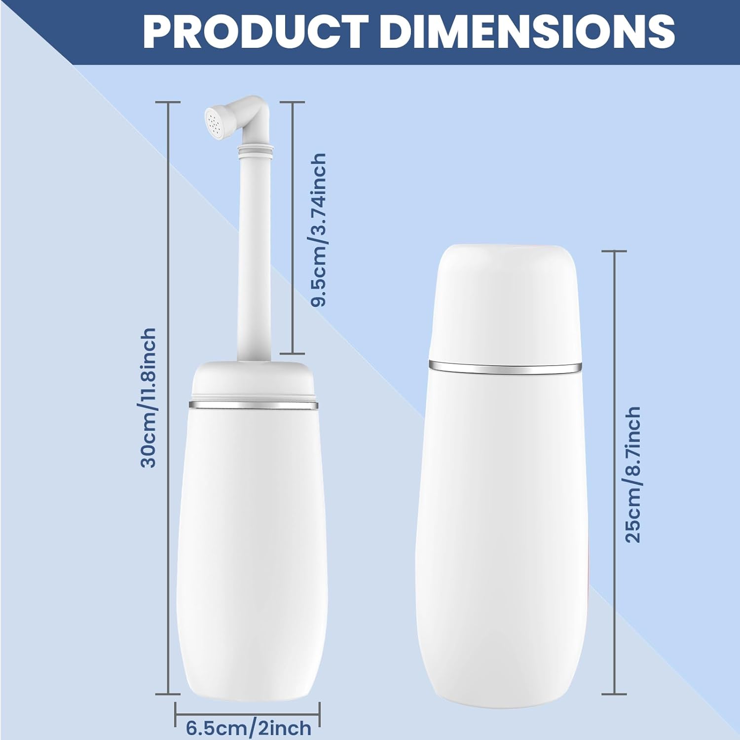 Portable Bidet for Travel, 400ml Peri Bottle, Handheld Personal Hygiene Cleaner, Leakproof & Reusable Wash Bottle for Women & Men (White)