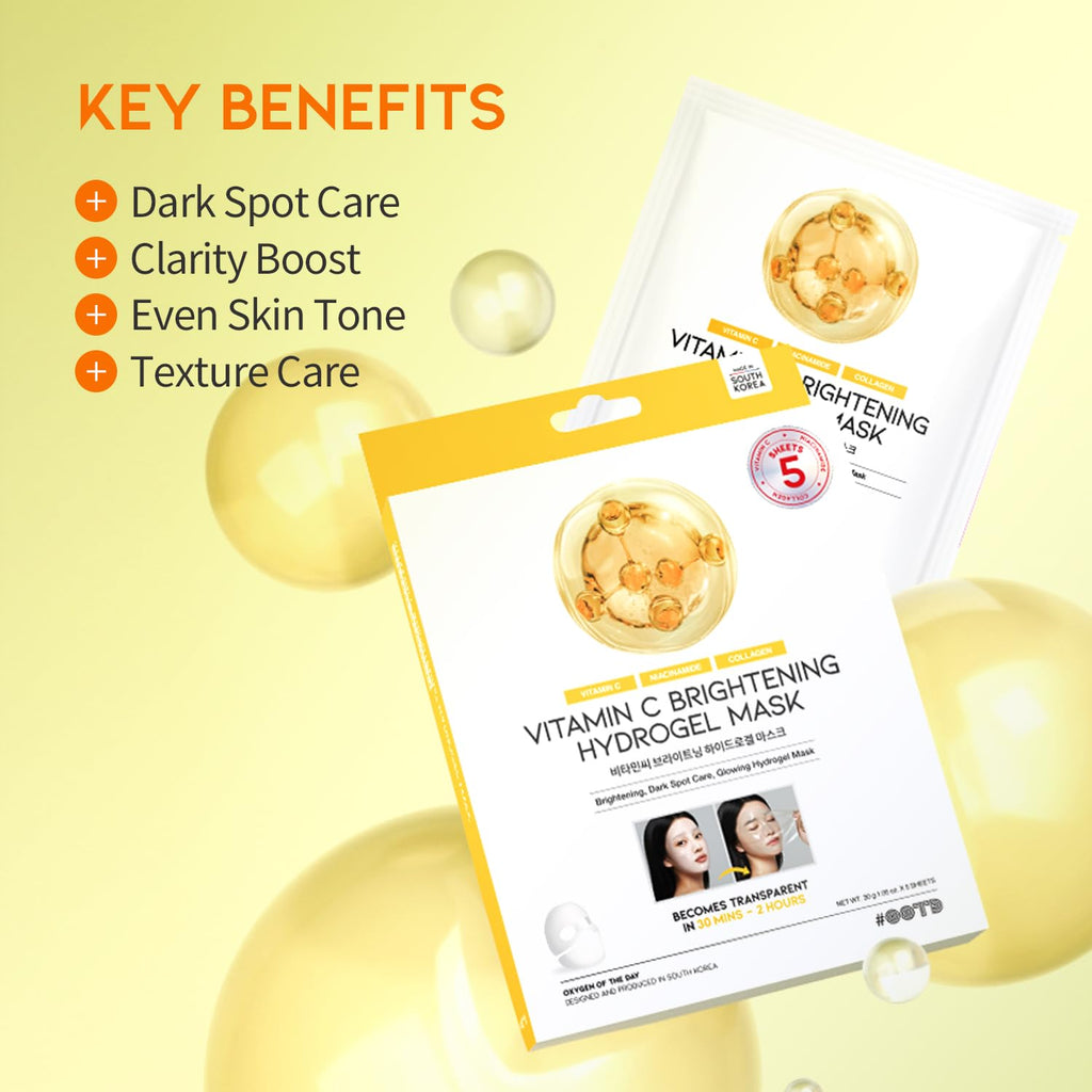 #OOTD Vitamin C Collagen Glutathione Hydrating & Firming Hydrogel Sheet Mask - Radiant Glow Gel Mask and Dull Skin (5pcs)