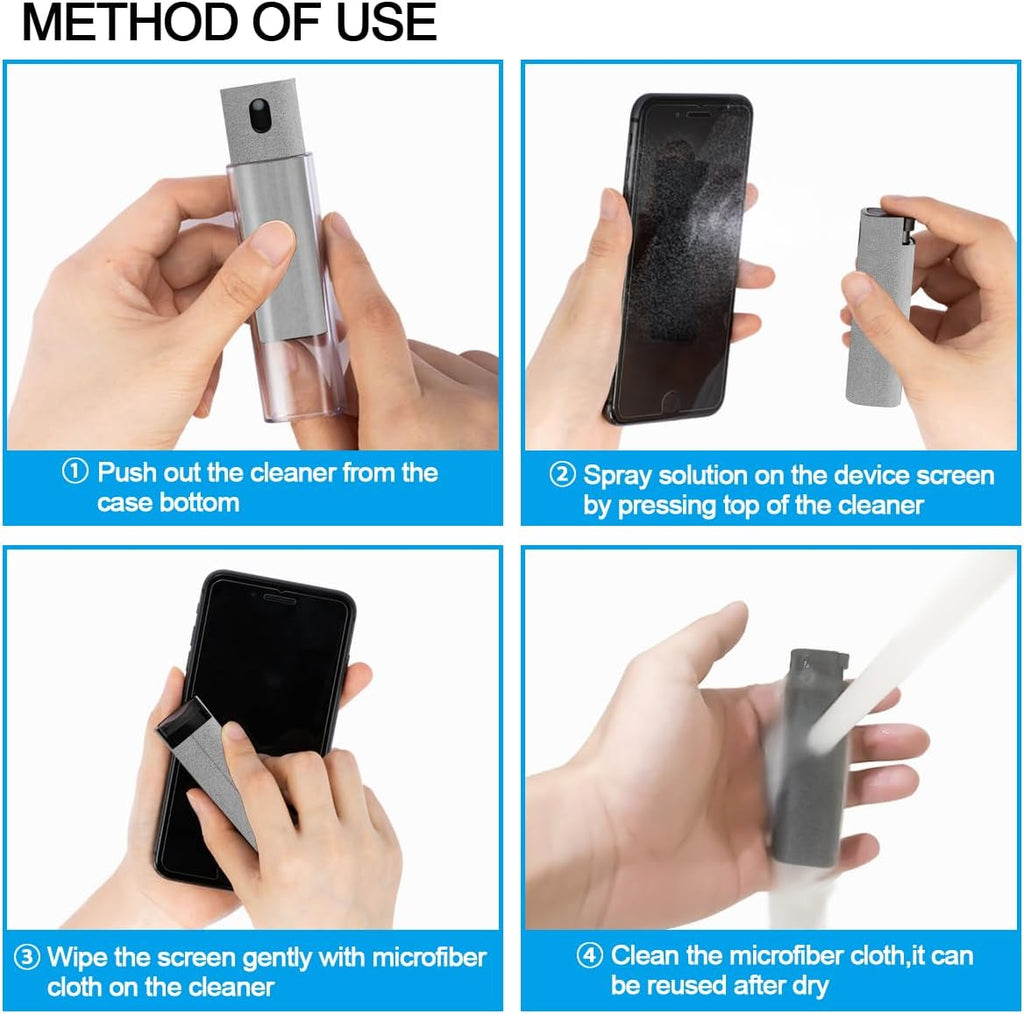 Screen Cleaner Touchscreen Mist Spray, walrfid Cleaning Kit for Electronic Smart Phone TV, Laptop, Tablet, PC, Computer LCD Flat Screens, Eyeglasses, iPhone, iPad, MacBook Pro - Light Grey