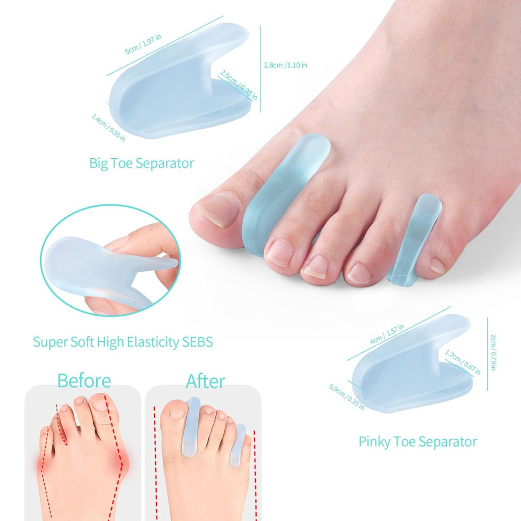 Bunion Relief Sleeves Bunion Pads Brace Cushions Toe Straightener with Silicone Gel Big Toe and Pinky Separator Spacer Hallux Valgus Relief Kit Pack (Small)