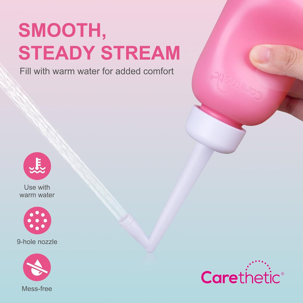 Peri Bottle for Women - Portable Bidet for Postpartum Care, 12oz Upside-Down Design with Travel Bag