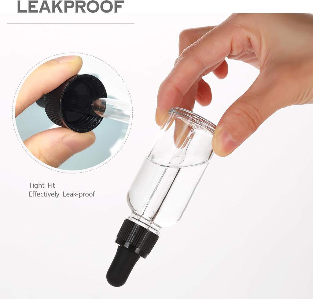1 oz Glass Dropper Bottles,4 Pack 30ml Empty Reusable Leak Proof Thick Tincture Bottles for Essential Oils,Hair Oil,Liquids,Laboratory,Pharmacist Bottle,Massage,Perfumery Aromatherapy