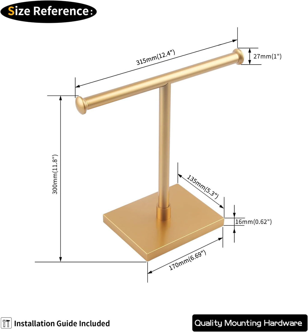 GERZWY SUS 304 Stainless Steel Towel Ring Gold Hand Towel Holder Standing Tree Rack for Bathroom Vanities Countertop DZY011-BE