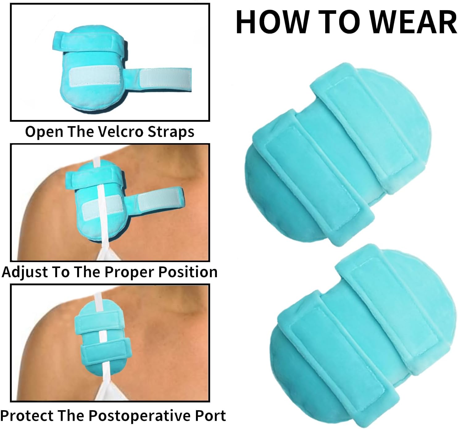 Pacemaker Pillow Post Surgery Bra Strap Pad Protector for Chest Port Pacemaker Heart Surgery Recovery Support Cushion(Blue) 2 Pack