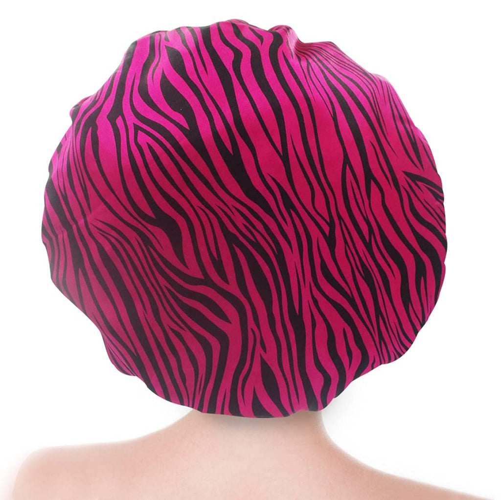 (2 Pack) Sexy Lovely Fashion Style Hair Cap Extra Large Double Layer Lined Waterproof Durable Eco-Friendly Shower Cap with Tight Elastic-Fashionista Collection Bath Cap (Sexy Style)