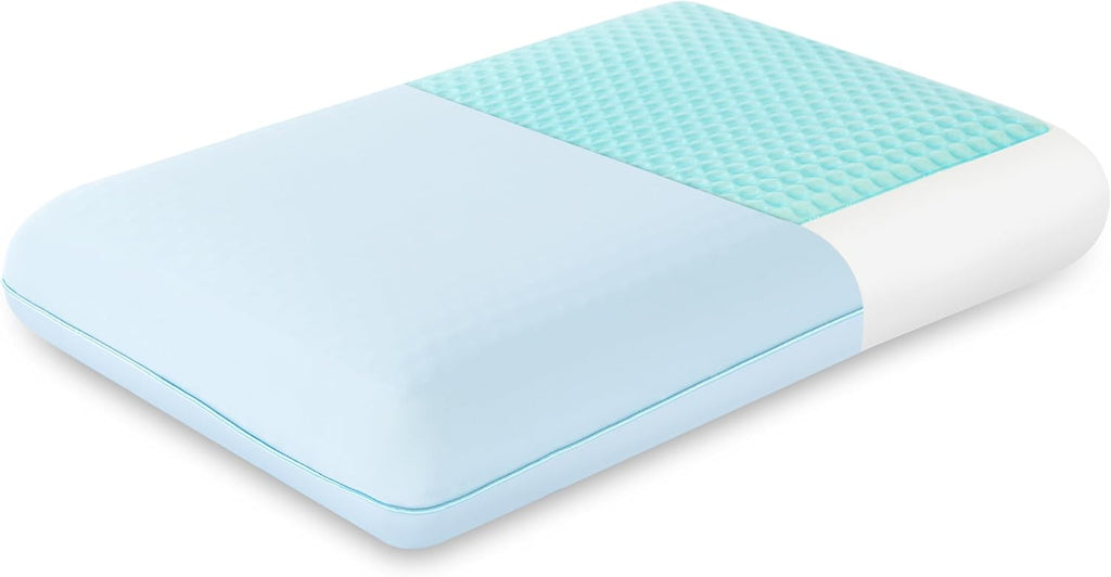 EGOHOME Cooling Gel Memory Foam Pillow - Reversible Cooling Cover, Neck Support for Side, Back and Stomach Sleepers, Removable & Machine Washable, All-Season Comfort, Standard Size, Blue