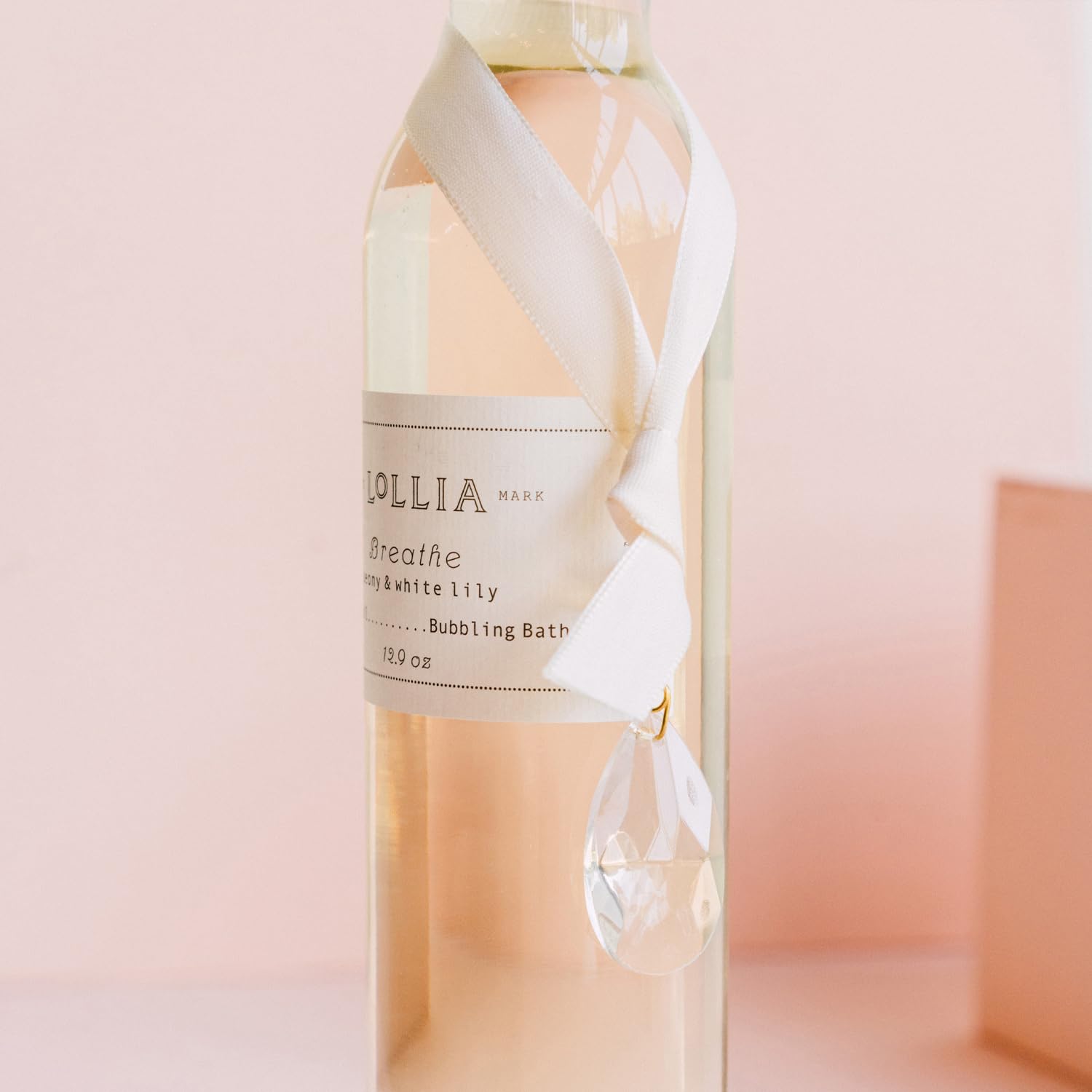 Lollia Breathe Bubble Bath, 12.9 fl. oz., Peony & White Lily Scented Bubbling Skin Care for Women, Soothing & Moisture-Rich Scented Body Soap with Hydrating Ingredients