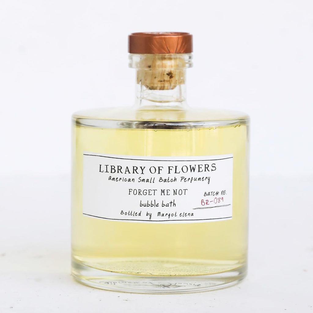 Library of Flowers Forget Me Not Bubble Bath, 17 fl. oz. - Osmanthus, Rice Powder & White Orchid – Relaxing & Gentle Bubble Bath Soap, Skin Hydrating & Deep Moisturizing, Avocado Oil & Green Tea