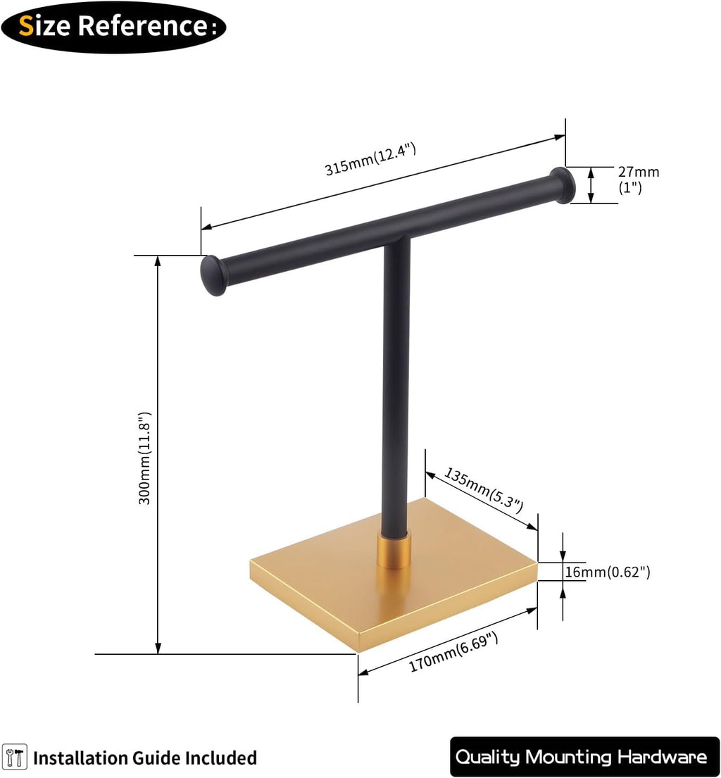 GERZWY Free Standing Countertop Towel Ring Hand Towel Holder Tree Rack SUS 304 Stainless Steel (Black & Gold) DZY011-BD